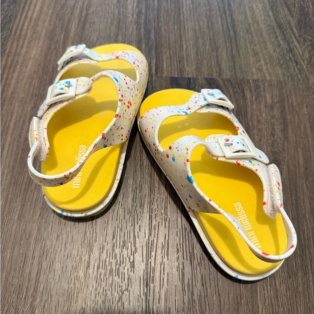 Mini Melissa Wide II Sandal- Paint Splatter (NWOT)